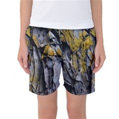 Rock Wall Crevices Geology Pattern Shapes Texture Women s Basketball Shorts by artworkshop