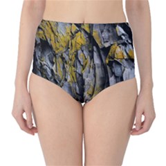 Rock Wall Crevices Geology Pattern Shapes Texture Classic High-waist Bikini Bottoms by artworkshop