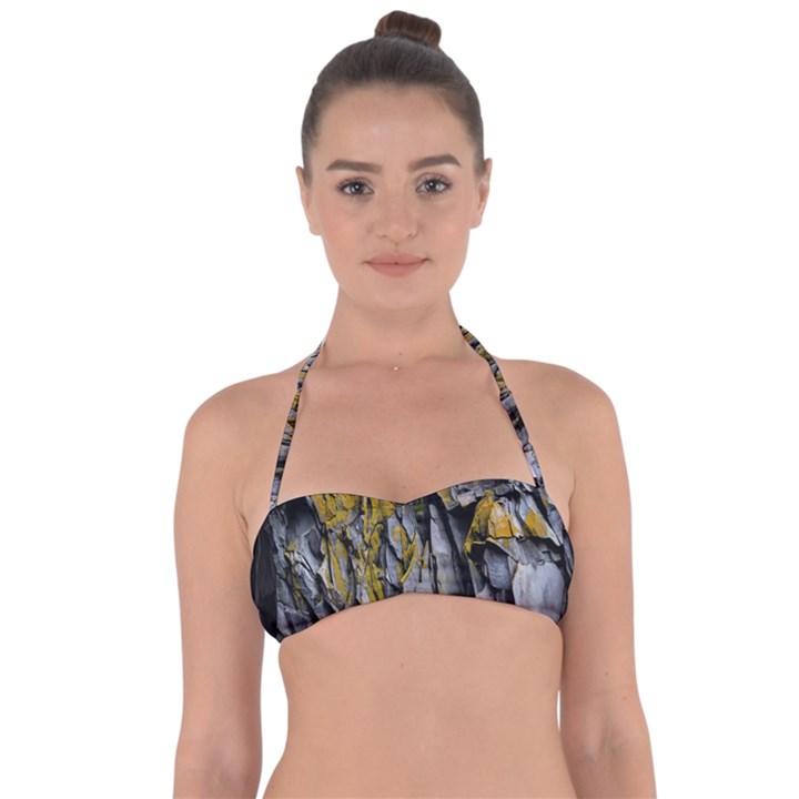 Rock Wall Crevices Geology Pattern Shapes Texture Halter Bandeau Bikini Top