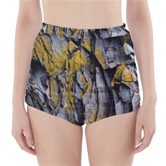 Rock Wall Crevices Geology Pattern Shapes Texture High-waisted Bikini Bottoms by artworkshop