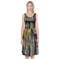 Rock Wall Crevices Geology Pattern Shapes Texture Midi Sleeveless Dress by artworkshop