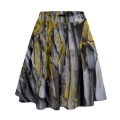 Rock Wall Crevices Geology Pattern Shapes Texture High Waist Skirt by artworkshop