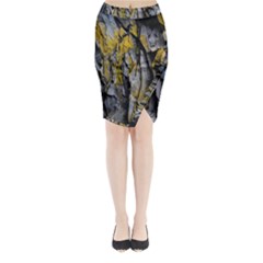 Rock Wall Crevices Geology Pattern Shapes Texture Midi Wrap Pencil Skirt by artworkshop