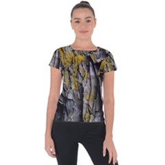 Rock Wall Crevices Geology Pattern Shapes Texture Short Sleeve Sports Top  by artworkshop