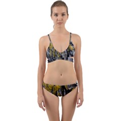 Rock Wall Crevices Geology Pattern Shapes Texture Wrap Around Bikini Set by artworkshop