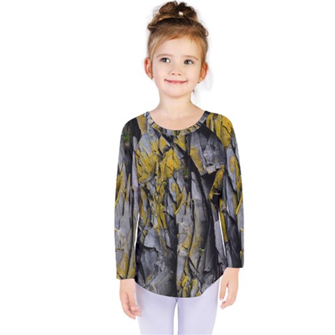 Rock Wall Crevices Geology Pattern Shapes Texture Kids  Long Sleeve Tee by artworkshop