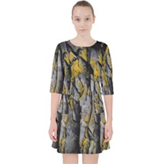 Rock Wall Crevices Geology Pattern Shapes Texture Quarter Sleeve Pocket Dress by artworkshop