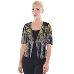 Rock Wall Crevices Geology Pattern Shapes Texture Cropped Button Cardigan by artworkshop