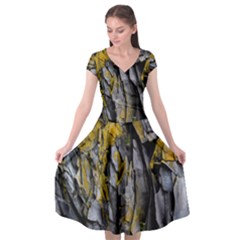 Rock Wall Crevices Geology Pattern Shapes Texture Cap Sleeve Wrap Front Dress by artworkshop