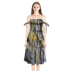 Rock Wall Crevices Geology Pattern Shapes Texture Shoulder Tie Bardot Midi Dress by artworkshop