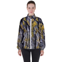 Rock Wall Crevices Geology Pattern Shapes Texture Women s High Neck Windbreaker by artworkshop