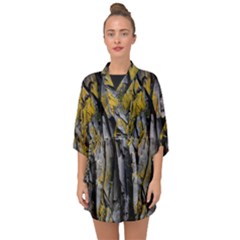 Rock Wall Crevices Geology Pattern Shapes Texture Half Sleeve Chiffon Kimono by artworkshop