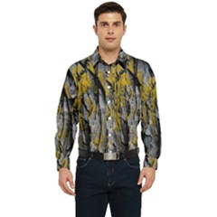 Rock Wall Crevices Geology Pattern Shapes Texture Men s Long Sleeve Pocket Shirt  by artworkshop