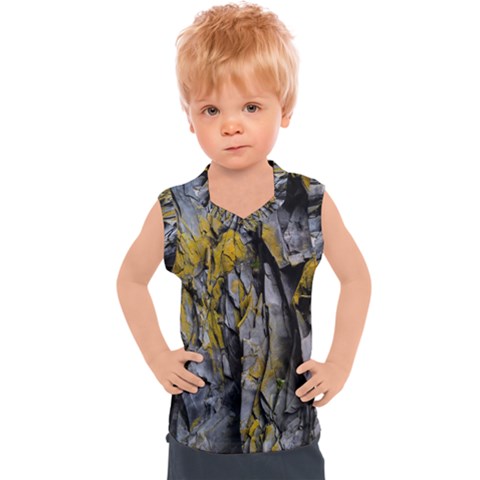 Rock Wall Crevices Geology Pattern Shapes Texture Kids  Sport Tank Top by artworkshop