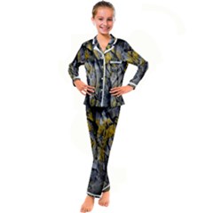 Rock Wall Crevices Geology Pattern Shapes Texture Kid s Satin Long Sleeve Pajamas Set by artworkshop