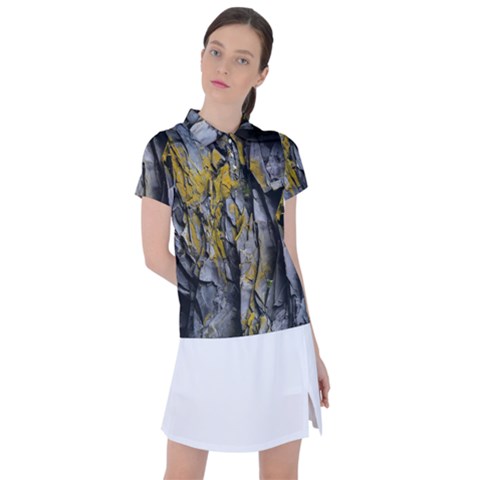 Rock Wall Crevices Geology Pattern Shapes Texture Women s Polo Tee by artworkshop