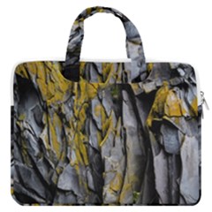 Rock Wall Crevices Geology Pattern Shapes Texture Macbook Pro 13  Double Pocket Laptop Bag by artworkshop