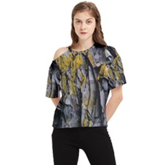 Rock Wall Crevices Geology Pattern Shapes Texture One Shoulder Cut Out Tee by artworkshop