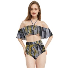 Rock Wall Crevices Geology Pattern Shapes Texture Halter Flowy Bikini Set  by artworkshop