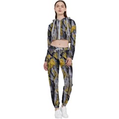 Rock Wall Crevices Geology Pattern Shapes Texture Cropped Zip Up Lounge Set by artworkshop