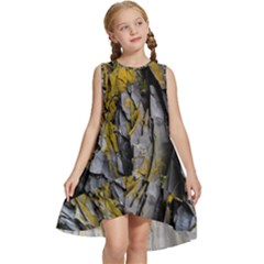 Rock Wall Crevices Geology Pattern Shapes Texture Kids  Frill Swing Dress