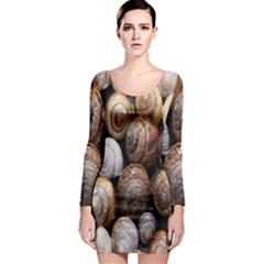 Snail Shells Pattern Arianta Arbustorum Long Sleeve Bodycon Dress by artworkshop