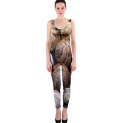 Snail Shells Pattern Arianta Arbustorum One Piece Catsuit by artworkshop