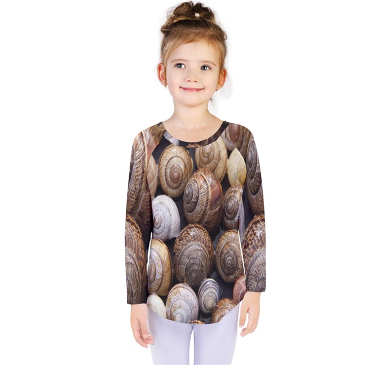 Snail Shells Pattern Arianta Arbustorum Kids  Long Sleeve Tee