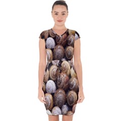 Snail Shells Pattern Arianta Arbustorum Capsleeve Drawstring Dress  by artworkshop