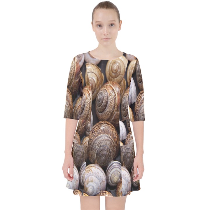 Snail Shells Pattern Arianta Arbustorum Quarter Sleeve Pocket Dress