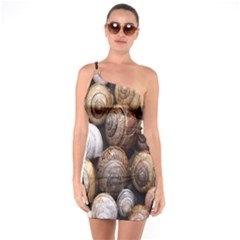 Snail Shells Pattern Arianta Arbustorum One Soulder Bodycon Dress by artworkshop