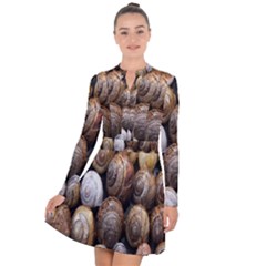 Snail Shells Pattern Arianta Arbustorum Long Sleeve Panel Dress by artworkshop