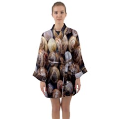 Snail Shells Pattern Arianta Arbustorum Long Sleeve Satin Kimono by artworkshop