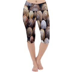 Snail Shells Pattern Arianta Arbustorum Lightweight Velour Cropped Yoga Leggings by artworkshop