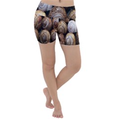 Snail Shells Pattern Arianta Arbustorum Lightweight Velour Yoga Shorts by artworkshop