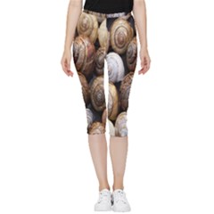 Snail Shells Pattern Arianta Arbustorum Inside Out Lightweight Velour Capri Leggings  by artworkshop