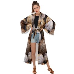 Snail Shells Pattern Arianta Arbustorum Maxi Kimono by artworkshop