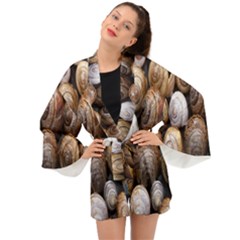 Snail Shells Pattern Arianta Arbustorum Long Sleeve Kimono by artworkshop