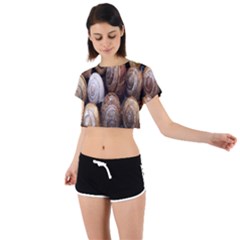 Snail Shells Pattern Arianta Arbustorum Tie Back Short Sleeve Crop Tee by artworkshop