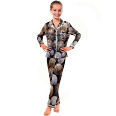 Snail Shells Pattern Arianta Arbustorum Kid s Satin Long Sleeve Pajamas Set by artworkshop