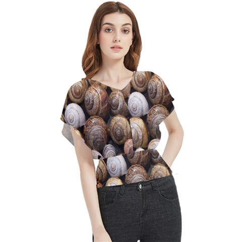 Snail Shells Pattern Arianta Arbustorum Butterfly Chiffon Blouse by artworkshop