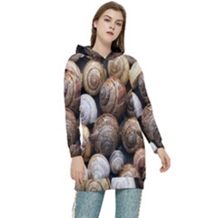 Snail Shells Pattern Arianta Arbustorum Women s Long Oversized Pullover Hoodie