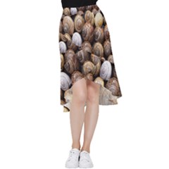 Snail Shells Pattern Arianta Arbustorum Frill Hi Low Chiffon Skirt by artworkshop