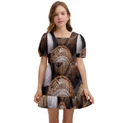 Snail Shells Pattern Arianta Arbustorum Kids  Short Sleeve Dolly Dress by artworkshop