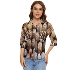 Snail Shells Pattern Arianta Arbustorum Women s Quarter Sleeve Pocket Shirt