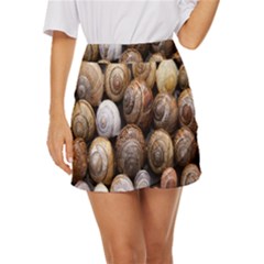 Snail Shells Pattern Arianta Arbustorum Mini Front Wrap Skirt