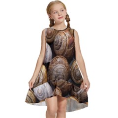 Snail Shells Pattern Arianta Arbustorum Kids  Frill Swing Dress