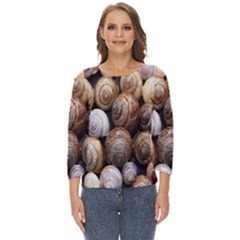 Snail Shells Pattern Arianta Arbustorum Cut Out Wide Sleeve Top