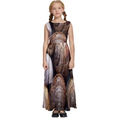 Snail Shells Pattern Arianta Arbustorum Kids  Satin Sleeveless Maxi Dress by artworkshop