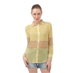 Orange-polkadots Long Sleeve Chiffon Shirt